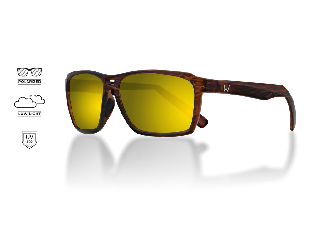 Westin W6 Street 150 Polarized Sunglasses (Matte Brown Stripe/Lens Base Brown/Lens Mirror Yellow/Anti-Reflex Green)
