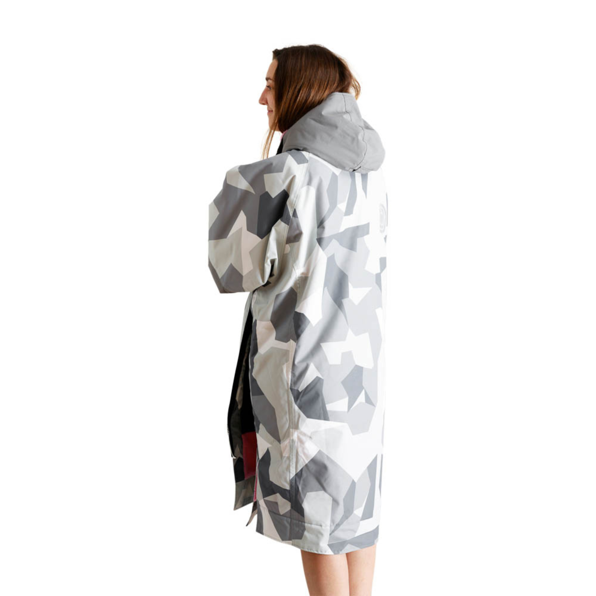 White Water Robes Unisex Hardshell Changing Robe - Adults (Arctic Camo/Pink Lining)