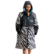 Load image into Gallery viewer, White Water Robes Unisex Hardshell Changing Robe - Adults (Zebra Print/Blue Lining)