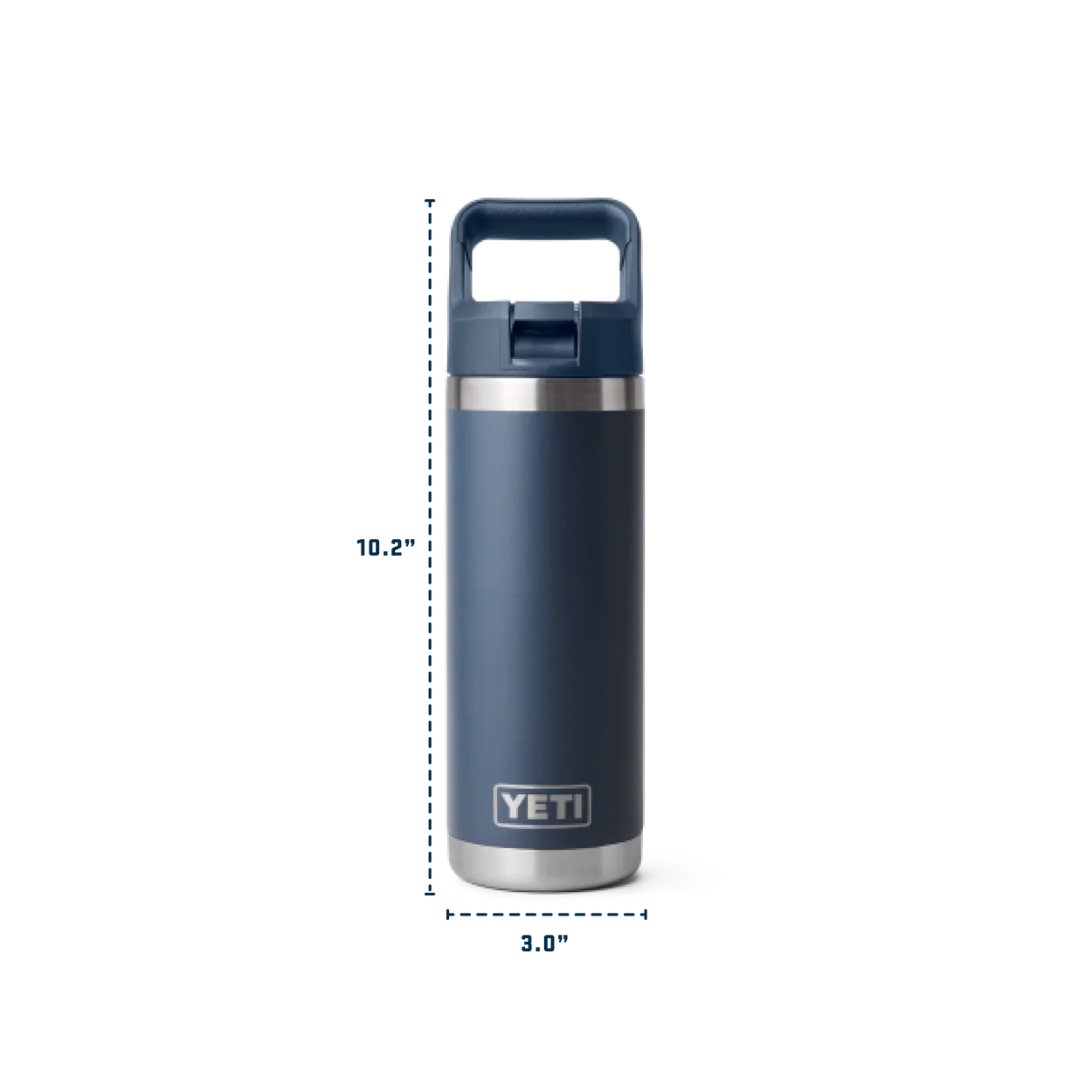 Yeti Rambler 18oz 532ml Insulated Bottle with Colour Matched Straw Cap Yeti-RamblerStraw-18oz dimensions