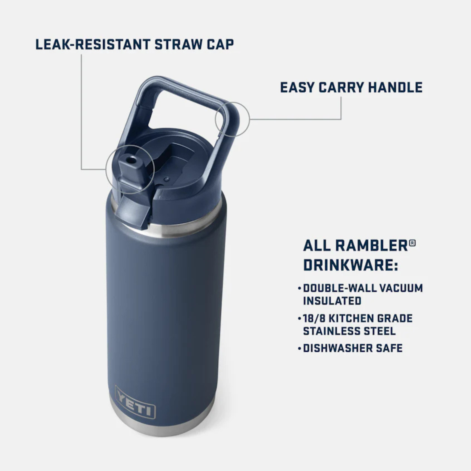 Yeti Rambler 26oz Straw Bottle Yeti-RamblerStraw-26oz features