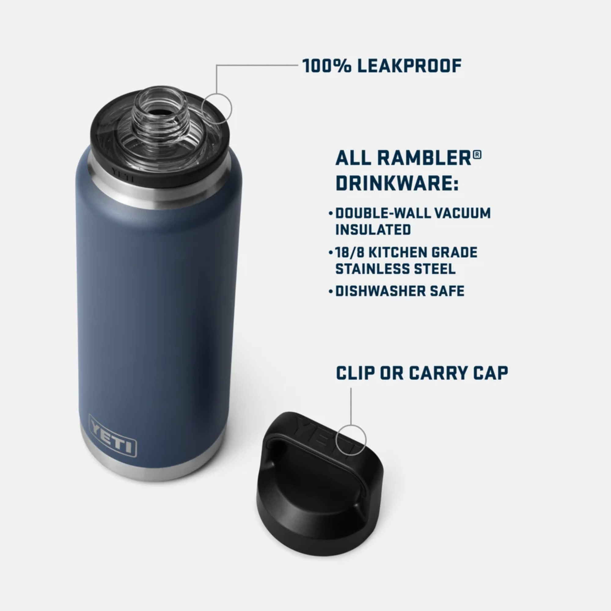 Yeti Rambler Insulated Bottle with Chug Cap 36oz 1L Yeti-Chug-36oz Features
