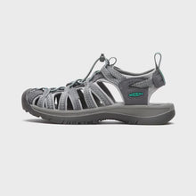 Load and play video in Gallery viewer, Keen Women&#39;s Whisper Closed Toe Sandals - WIDE FIT (Medium Grey/Peacock Green)
