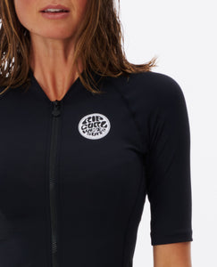 Rip Curl Women's Classic Surf Short Sleeve UV Rash Vest (Black)