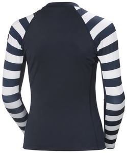 Helly Hansen Women's Waterwear Long Sleeve Rash Vest (Navy Stripe)