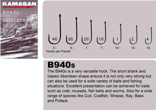 Kamasan B940S Aberdeen Short Shank Hooks (Size 1/0)(7 Pack)