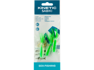 Kinetic Sabiki Squido Rig (#4/0)(Hot Green)(3 Pack)