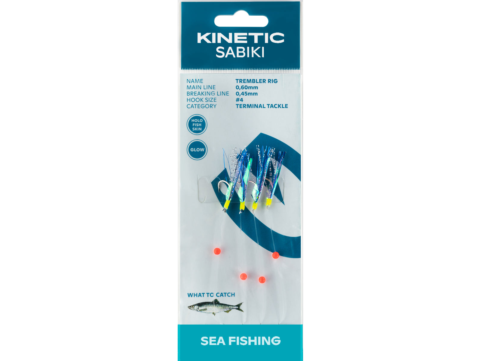 Kinetic Sabiki Hook Trembler 4 Hook Rig (#4)(Holograpic Fishskin/Blue Flash)