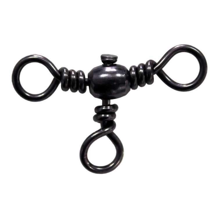 Mustad Black Barrel Three Way Cross Swivel (Size 10/40lbs)(10 Pack)