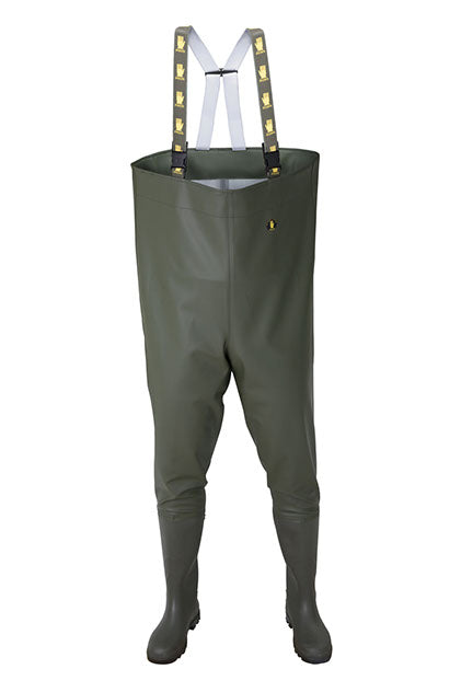 Pros Unisex PVC/Polyester Chest Waders (Olive Green)