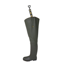 Load image into Gallery viewer, Pros Unisex PVC/Polyester Thigh Waders (Olive Green)