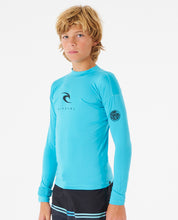 Load image into Gallery viewer, Rip Curl Kids Corps Long Sleeve Rash Vest (Blue)(Ages 8-16)
