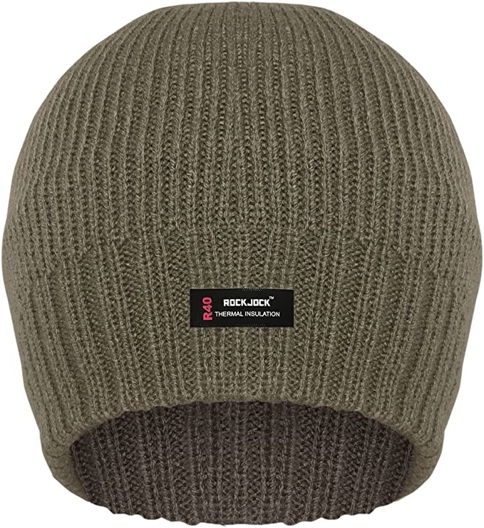 Rockjock Unisex R40 Thermal Insulated Beanie Hat (Olive) Landers