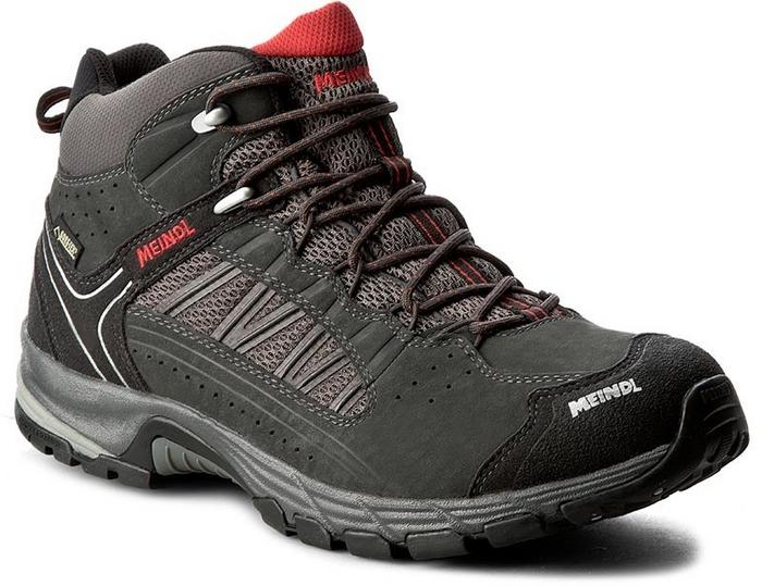 Meindl Men's Journey Gore-Tex Mid Trail Boots - WIDE FIT (Anthracite/Red)