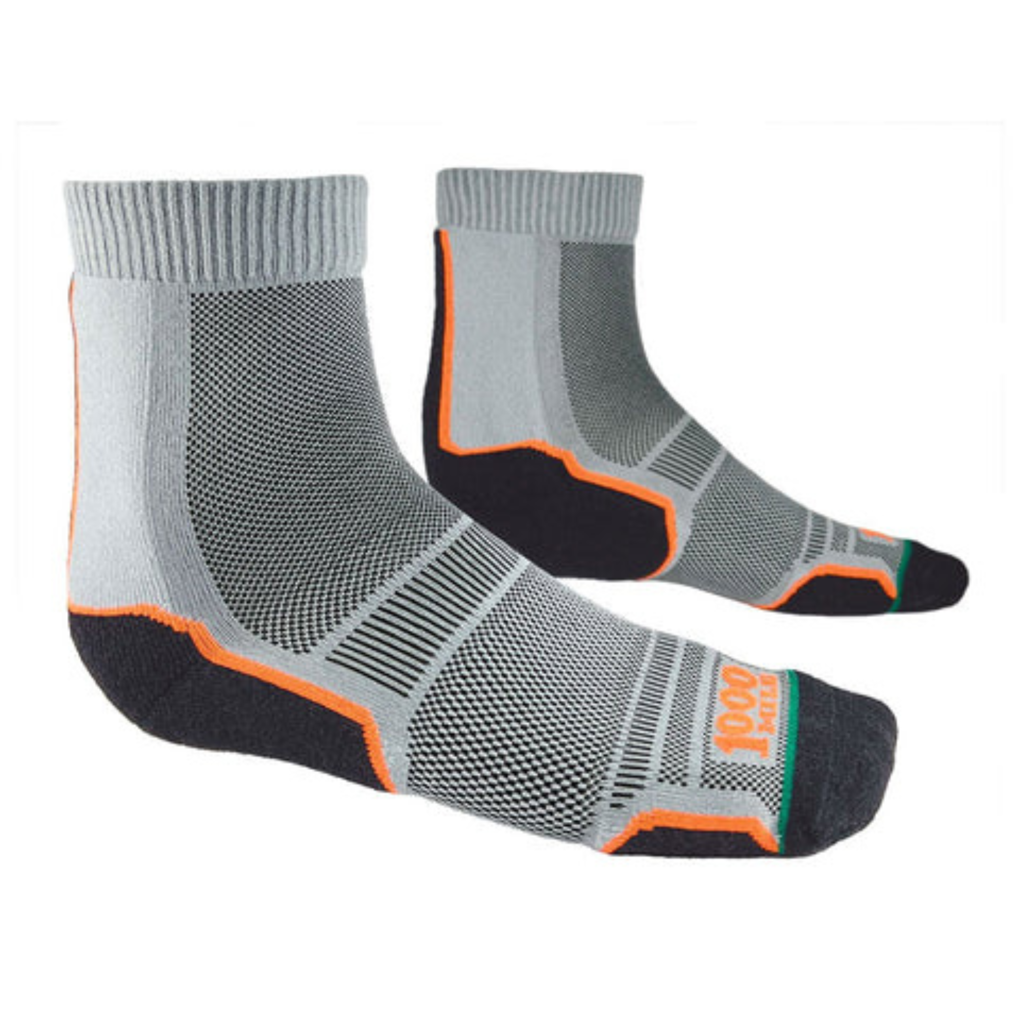 1000 Mile Men's Trail Merino Blend Single Layer Socks - 2 Pair Pack (Grey)