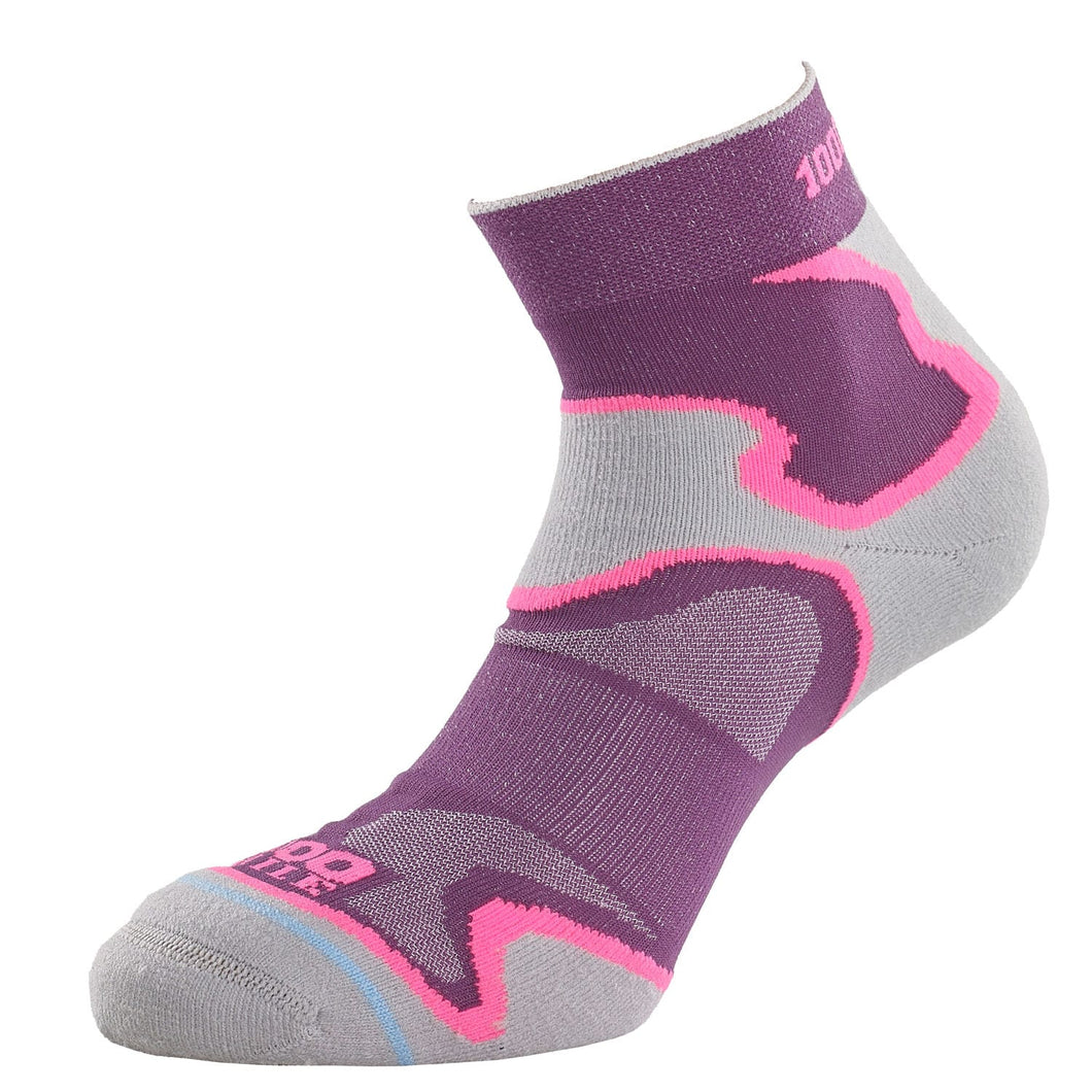 1000 Mile Women's Fusion Tactel® Double Layer Anklet Socks (Purple/Grey)