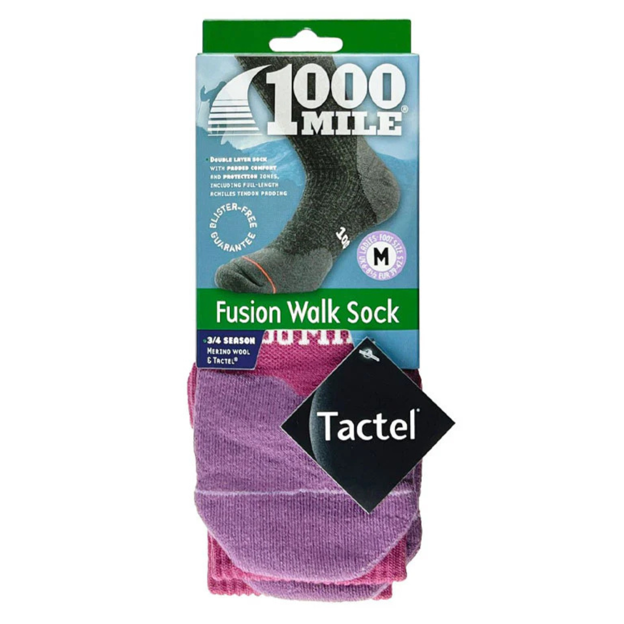 1000 Mile Women's Fusion Antiblister Tactel® Merino Blend Double Layer Socks (Mauve)