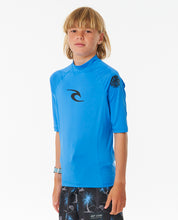 Load image into Gallery viewer, Rip Curl Junior Wave UPF Short Sleeve Rash Vest (Blue Gum)
