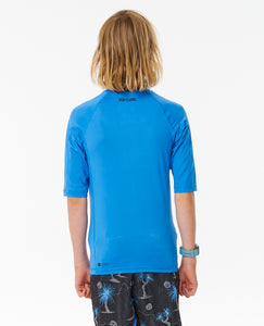 Rip Curl Junior Wave UPF Short Sleeve Rash Vest (Blue Gum)