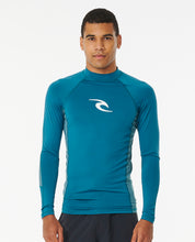 Load image into Gallery viewer, Rip Curl Men&#39;s UPF50 Long Sleeve Rash Vest: WAVES (Deep Ocean)
