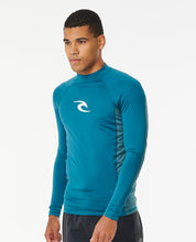 Load image into Gallery viewer, Rip Curl Men&#39;s UPF50 Long Sleeve Rash Vest: WAVES (Deep Ocean)
