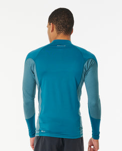 Rip Curl Men's UPF50 Long Sleeve Rash Vest: WAVES (Deep Ocean)