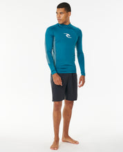 Load image into Gallery viewer, Rip Curl Men&#39;s UPF50 Long Sleeve Rash Vest: WAVES (Deep Ocean)
