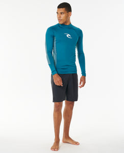 Rip Curl Men's UPF50 Long Sleeve Rash Vest: WAVES (Deep Ocean)