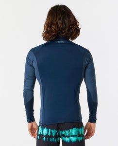 Rip Curl Men's UPF50 Long Sleeve Rash Vest: WAVES (Dark Navy)