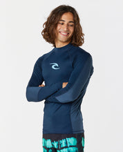 Load image into Gallery viewer, Rip Curl Men&#39;s UPF50 Long Sleeve Rash Vest: WAVES (Dark Navy)
