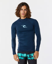 Load image into Gallery viewer, Rip Curl Men&#39;s UPF50 Long Sleeve Rash Vest: WAVES (Dark Navy)
