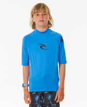 Load image into Gallery viewer, Rip Curl Junior Wave UPF Short Sleeve Rash Vest (Blue Gum)
