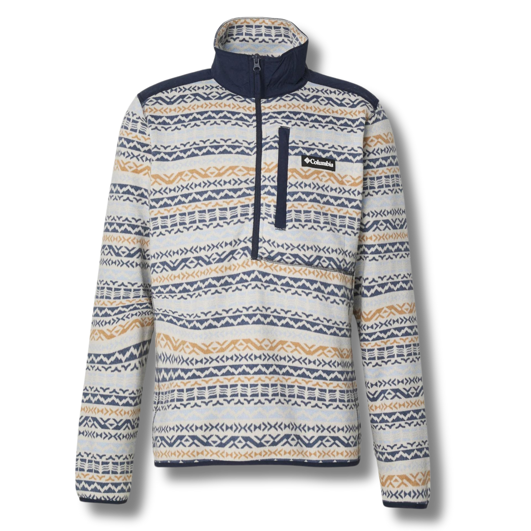 Columbia Men's Sweater Weather III Printed Half Zip Fleece (Dark Stone Madras Multi)