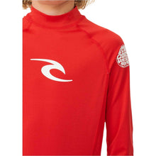 Load image into Gallery viewer, Rip Curl Kids Wave UPF50 Long Sleeve Rash Vest (Red)
