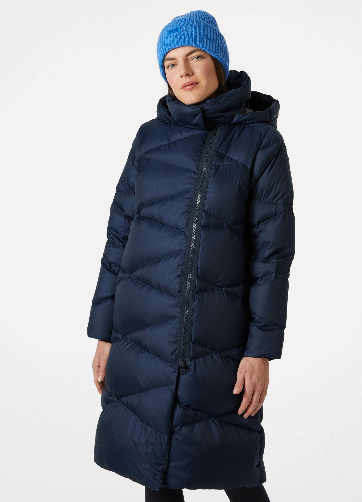 Navy store down coat