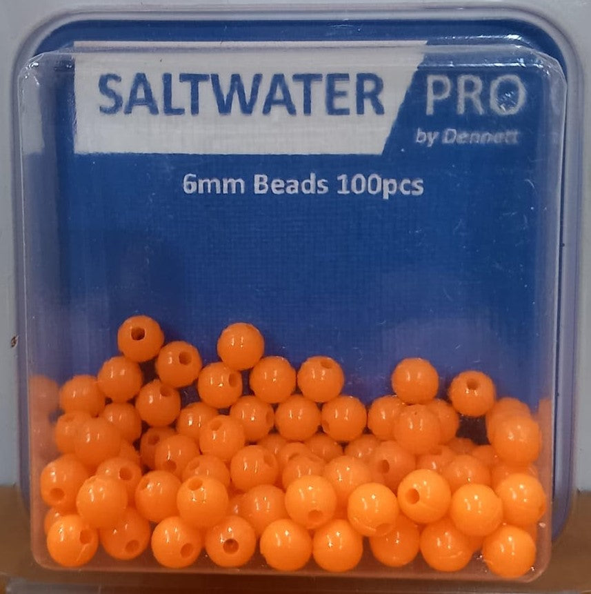 Dennett Beads (6mm/100 Pack)(Fluorescent Orange)