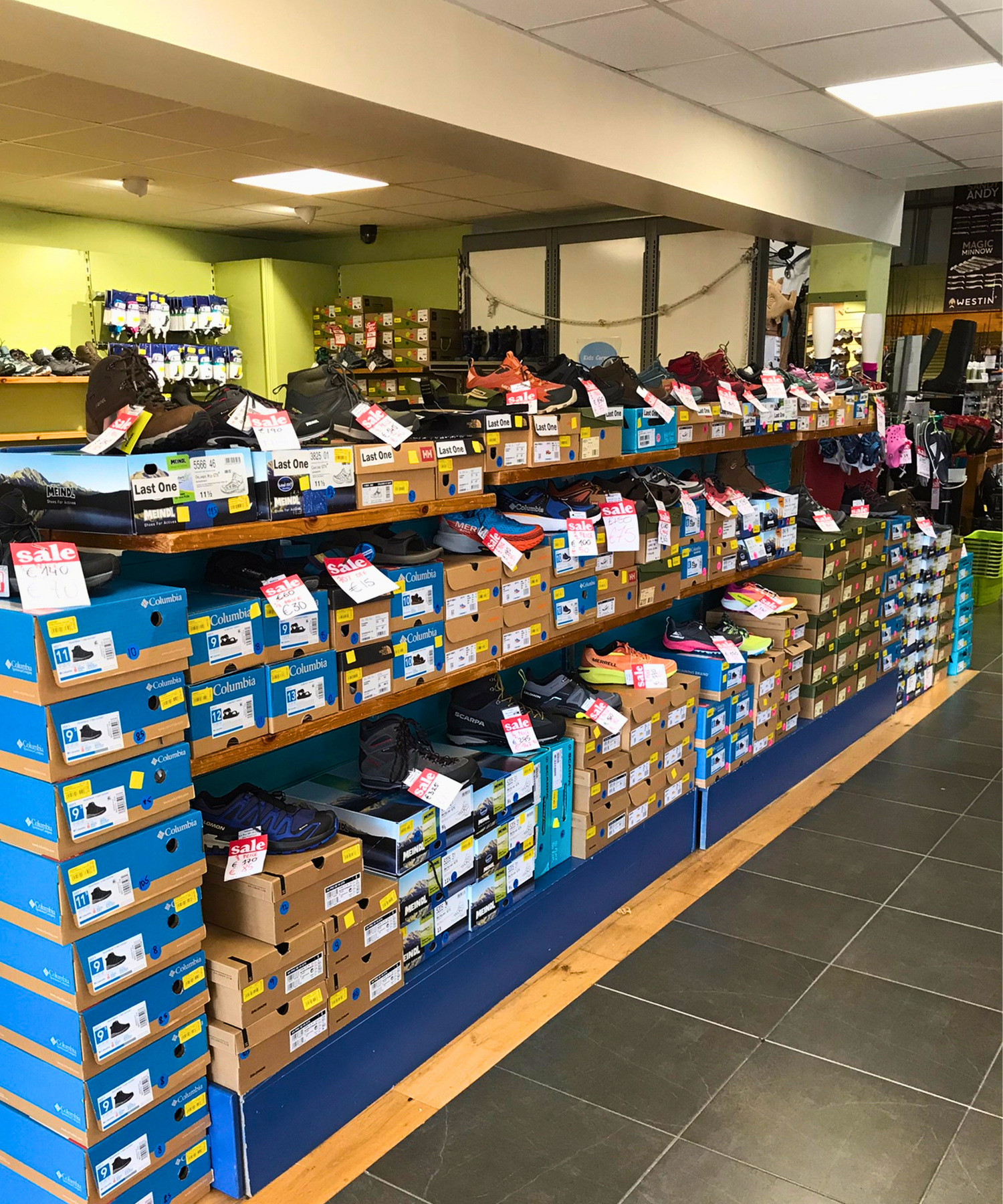 Sale footwear display in Landers Tralee