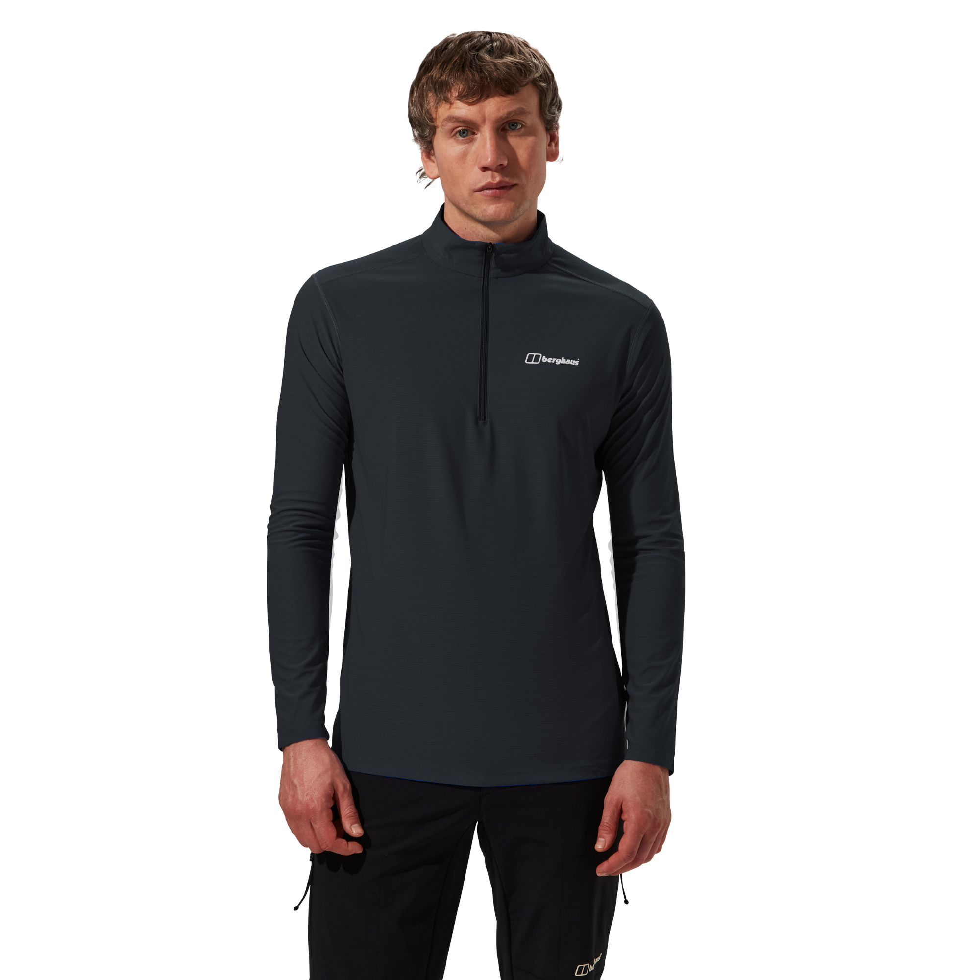 Berghaus Men's 24/7 Long Sleeve Half Zip Technical Base Layer Top (Black)
