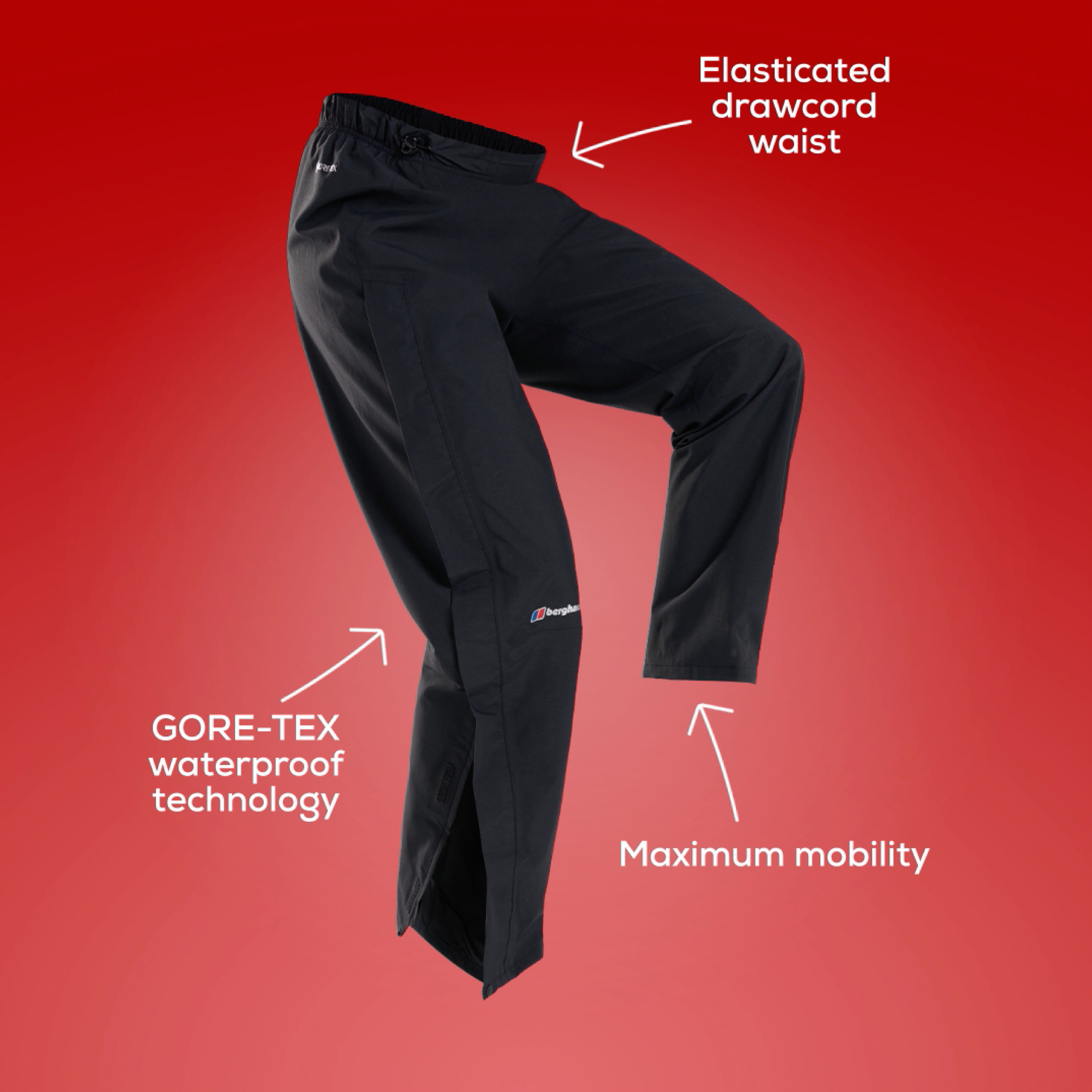 Berghaus Men's Hillwalker 2L Gore-Tex Over-Trousers (Black)