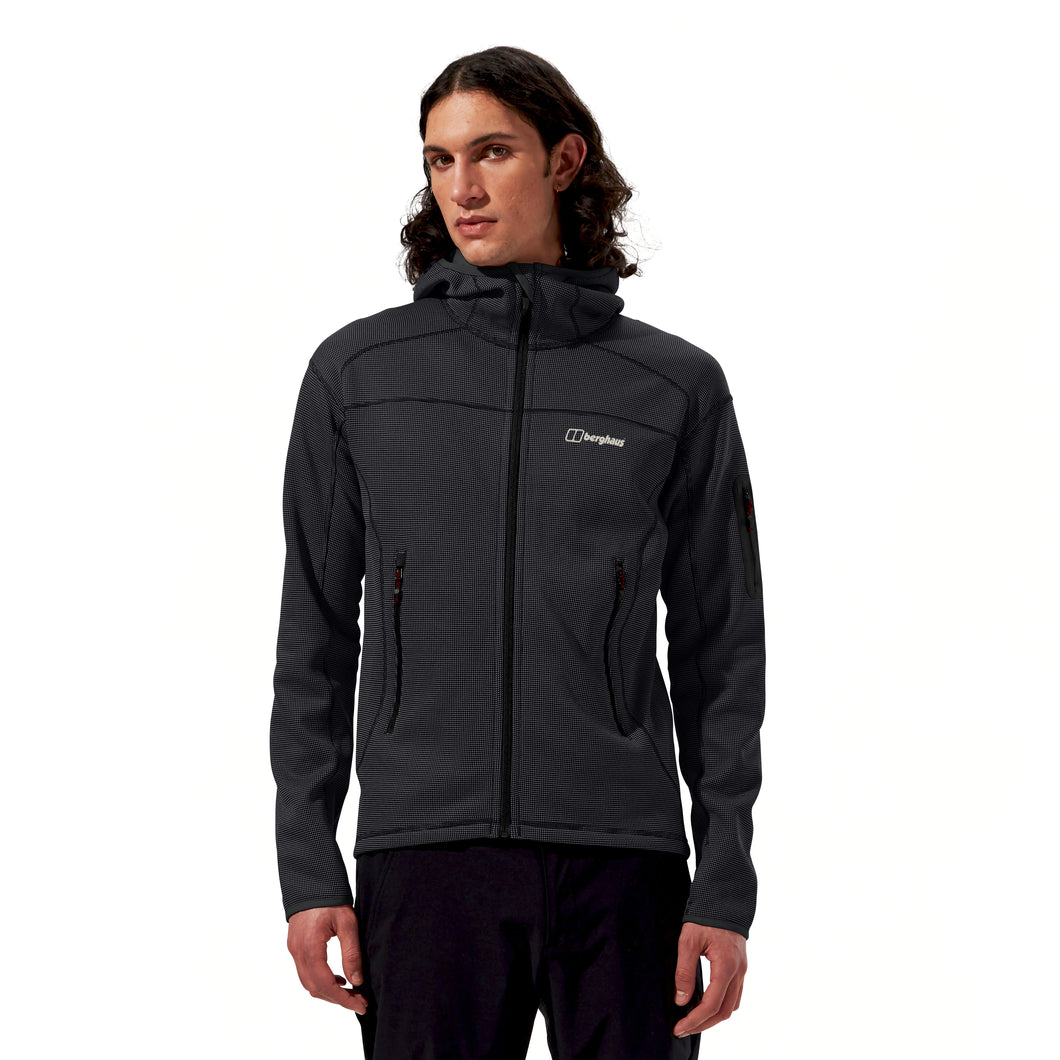 Berghaus Pravitale Mountain 2.0 Hooded Full Zip Fleece (Dark Grey/Black)