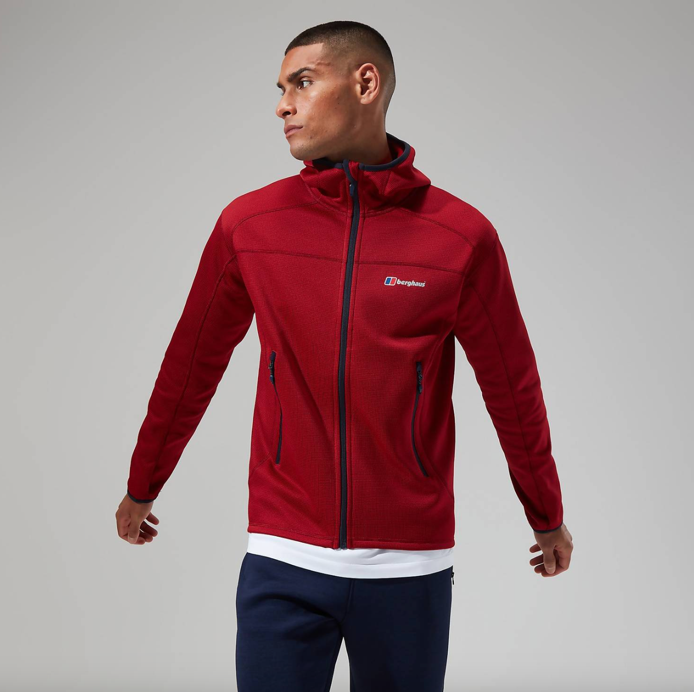 Berghaus Pravitale Mountain 2.0 Hooded Full Zip Fleece Urban Red Dahlia Hauterd Night Sky