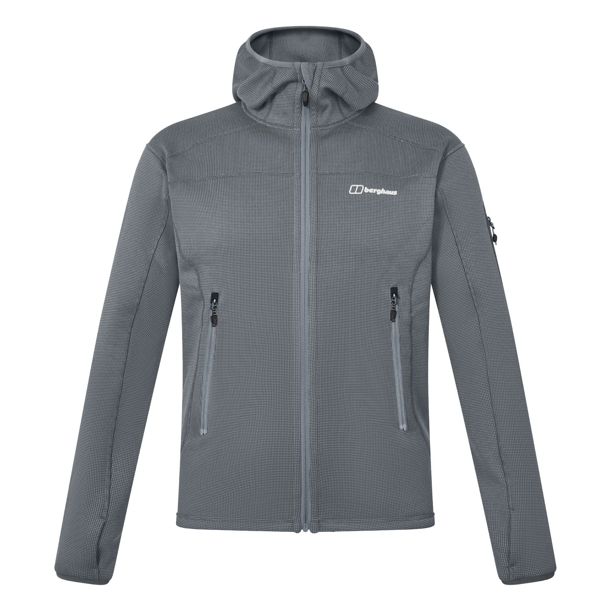 Berghaus Men's Pravitale Mountain 2.0 Hooded Full Zip Fleece (Granite/Cavern)