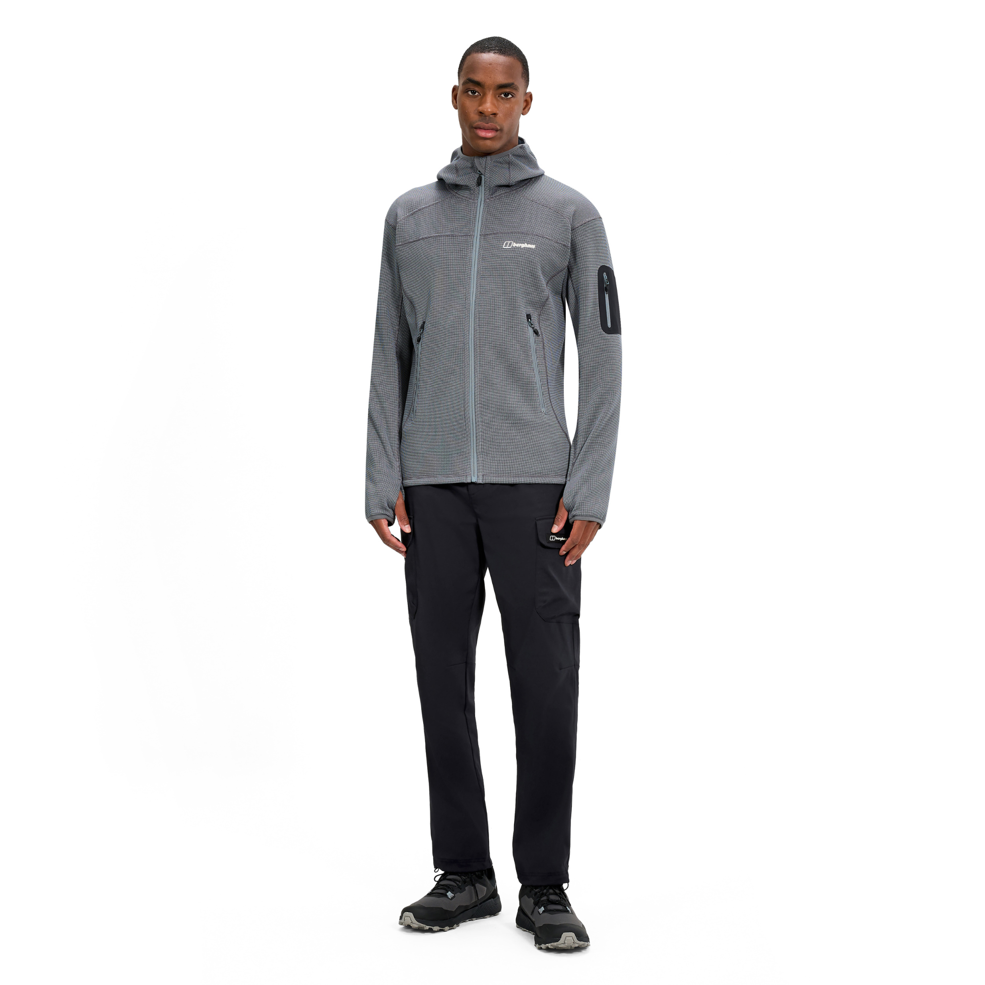 Berghaus Men's Pravitale Mountain 2.0 Hooded Full Zip Fleece (Granite/Cavern)