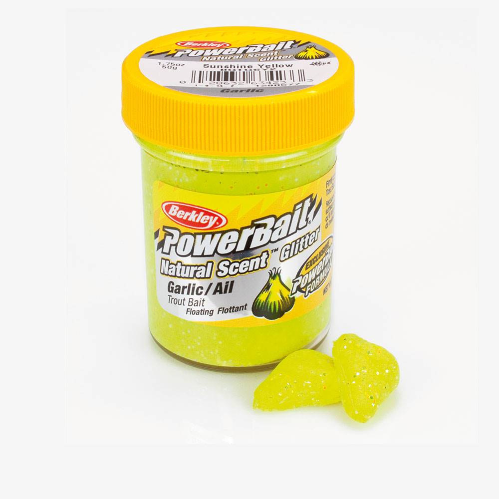 Berkley Powerbait Natural Glitter Trout Bait - Garlic (Sunshine Yellow)