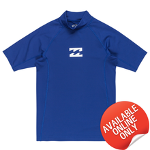Load image into Gallery viewer, Billabong Junior Waves All Day UPF50 Short Sleeve Rash Vest (Dark Cobalt)
