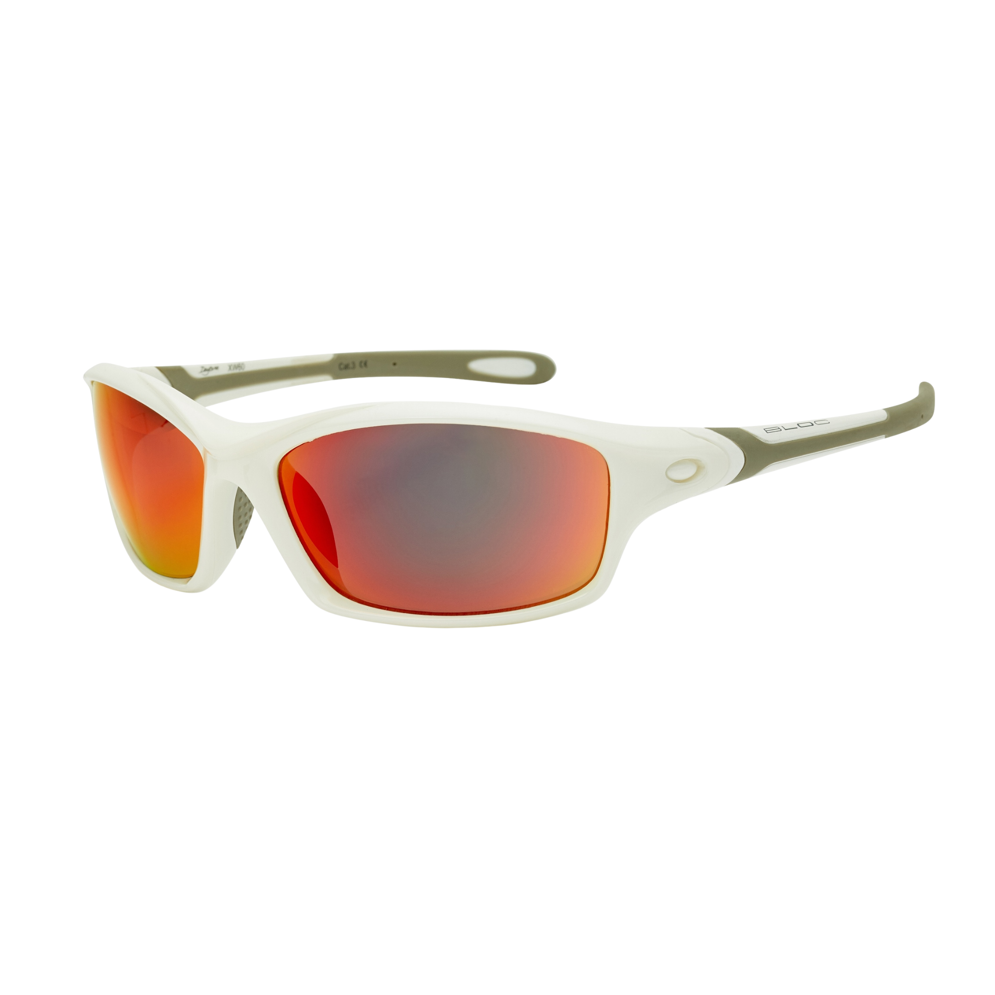 Bloc Eyewear Daytona Sunglasses Red Mirror Lens Shiny White Frame XWR60