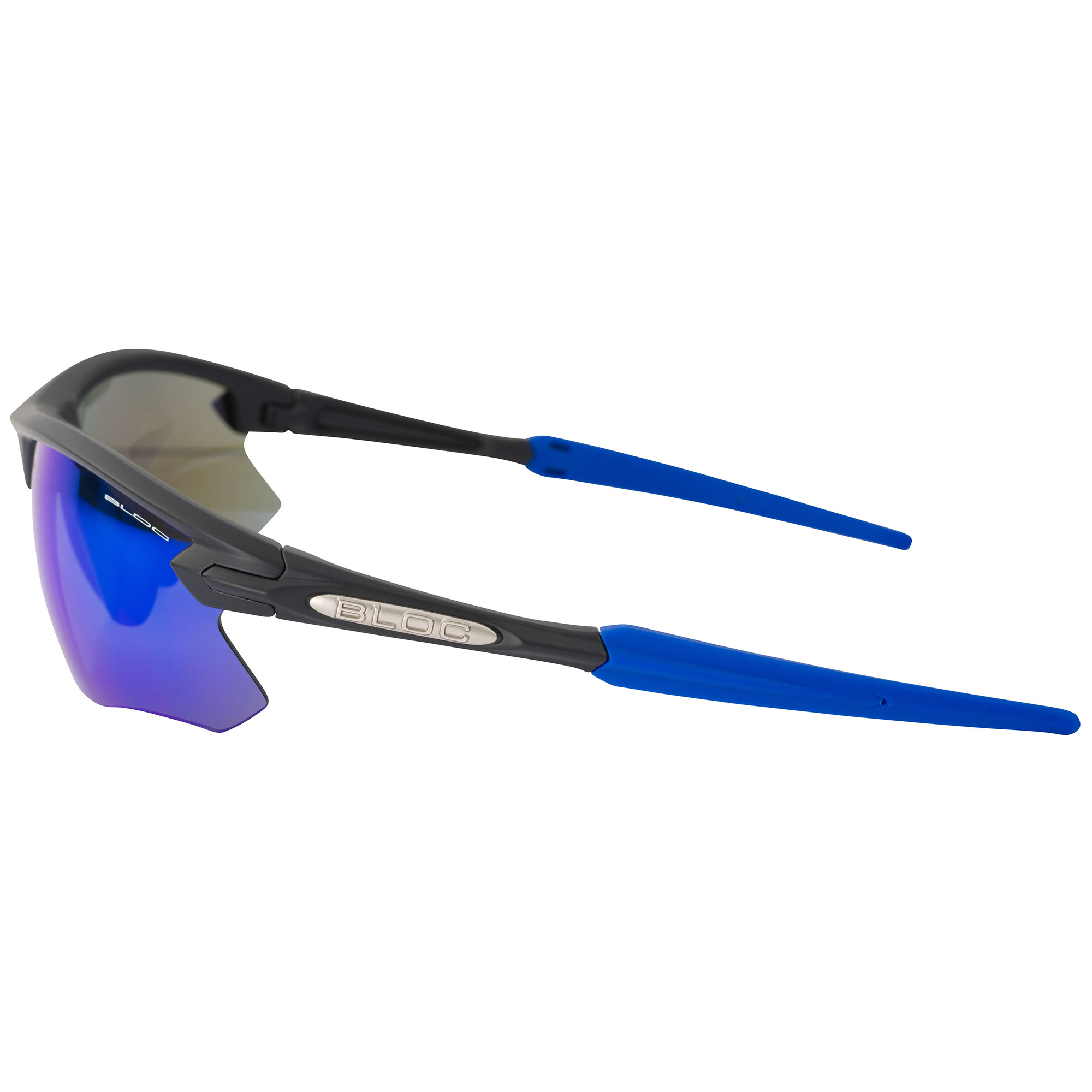 Bloc Eyewear Fox Sunglasses (Blue Mirror Lens/Matt Black Blue Tip Frame)