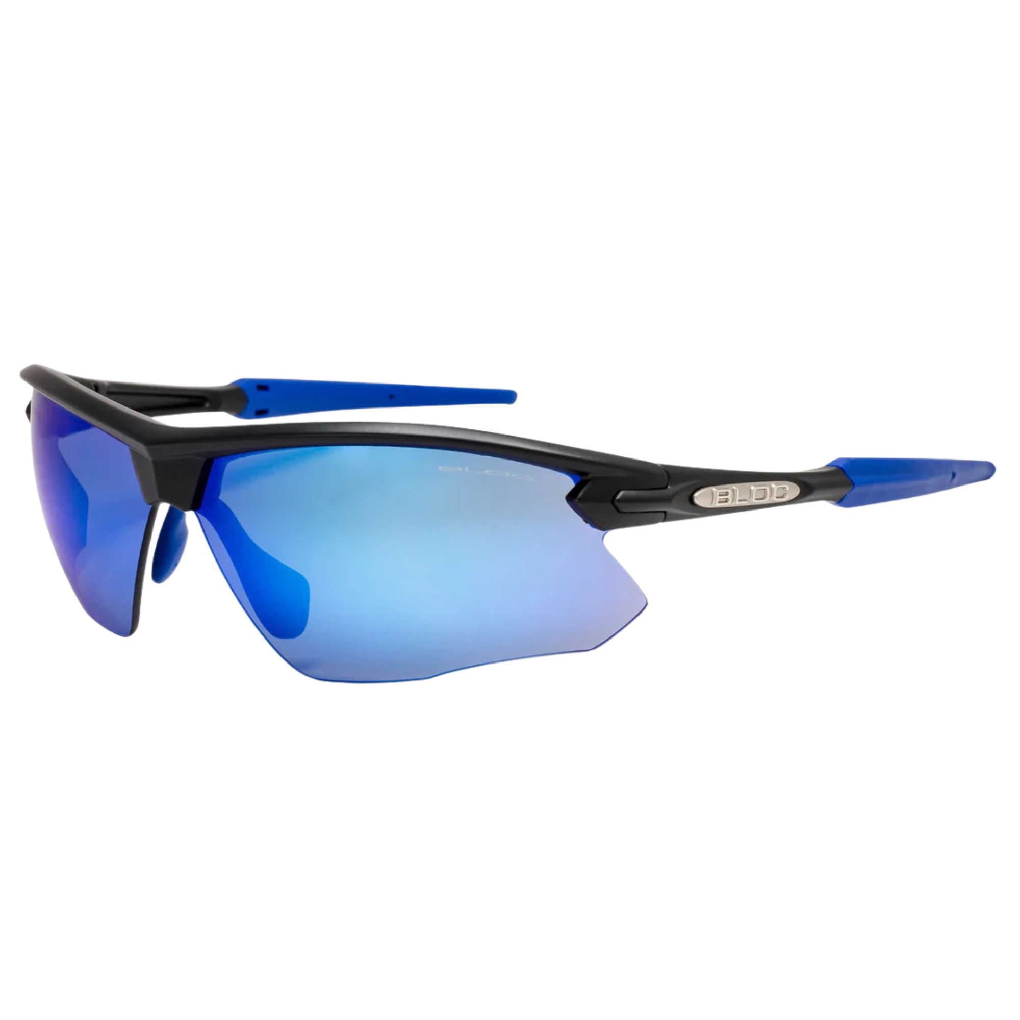 Bloc Eyewear Fox Sunglasses (Blue Mirror Lens/Matt Black Blue Tip Frame)