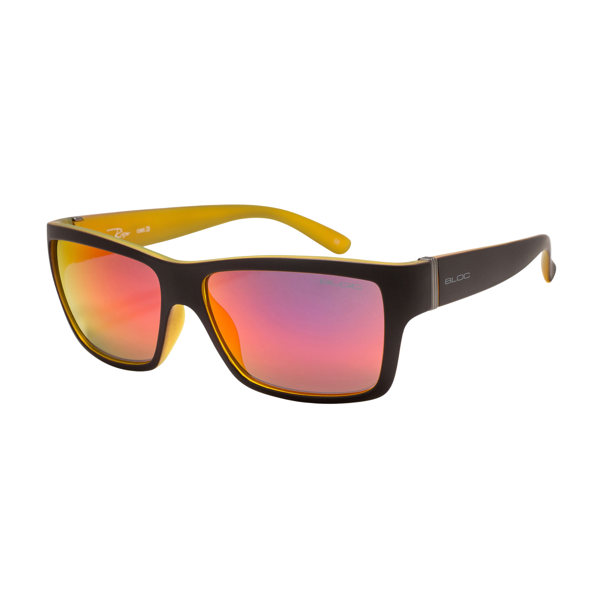 Bloc Eyewear Riser Sunglasses Red Mirror Lens Matt Black Yellow Frame XR1