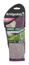 Load image into Gallery viewer, Bridgedale Women&#39;s Hike Lightweight Cotton Comfort Boot Length Socks (Plum)
